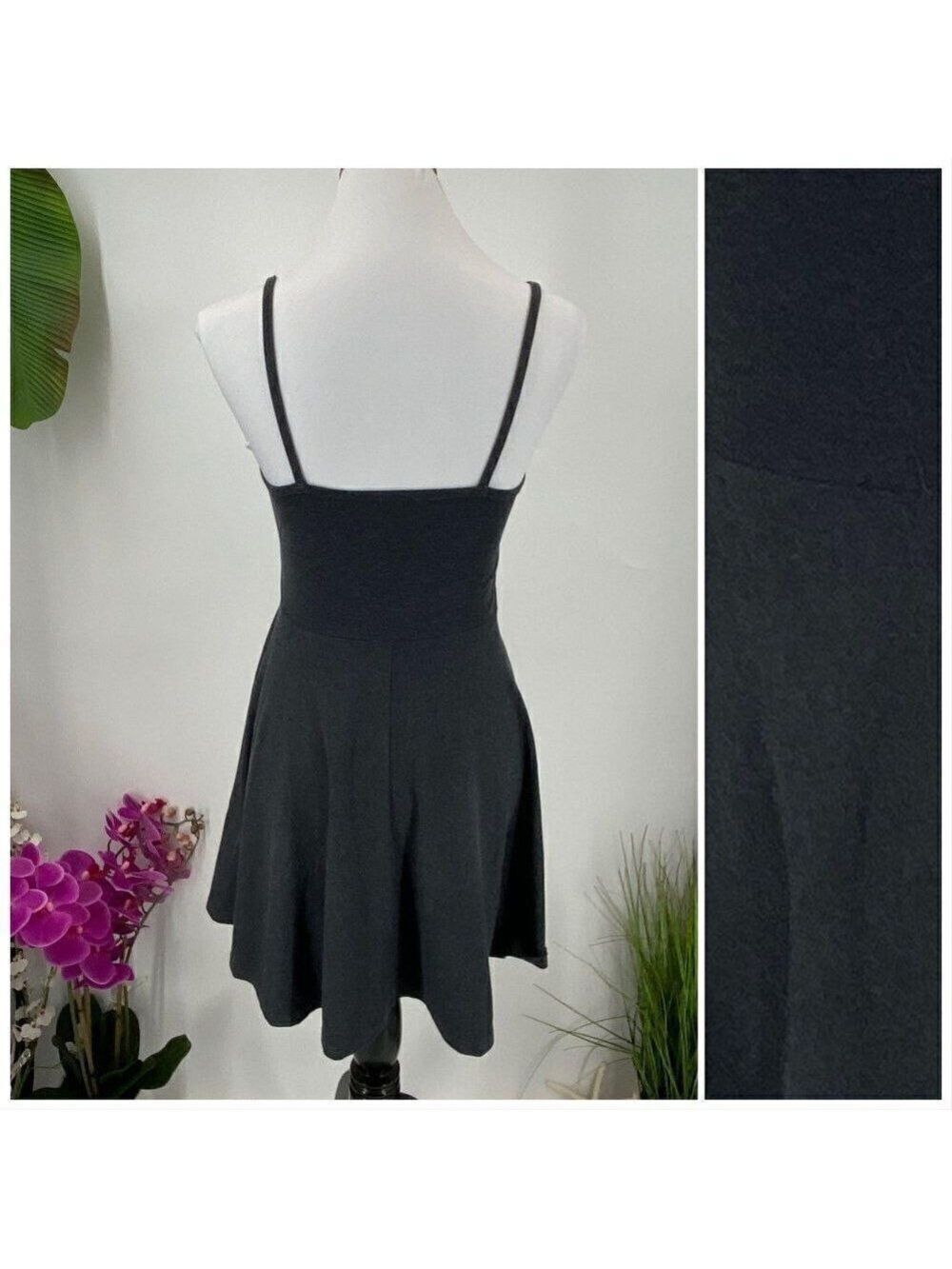 Divided Grey Strappy Sun Dress Fit & Flare Gray Knit Small - Picture 2 of 5